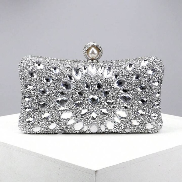 Rhinestone Silver Evening Clutch - Picture 9 of 12